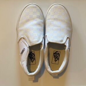 Vans Kids White Checkered Slip-On Sneakers